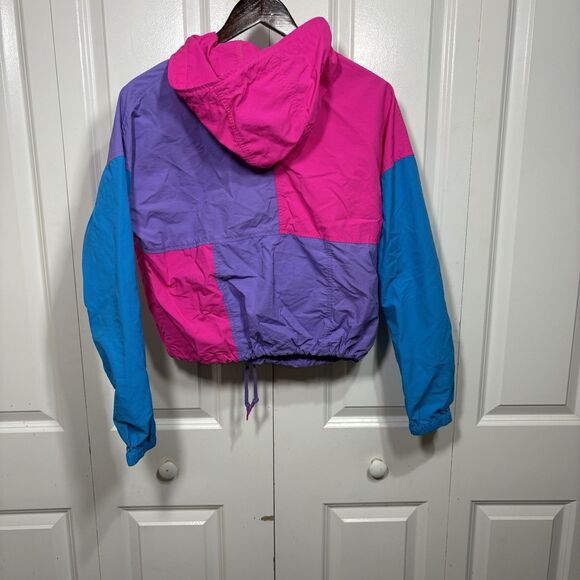 Alab Colorblock Windbreaker Women S 90s Retro Neon Pullover Jacket Y2K Vibes - Picture 4 of 11